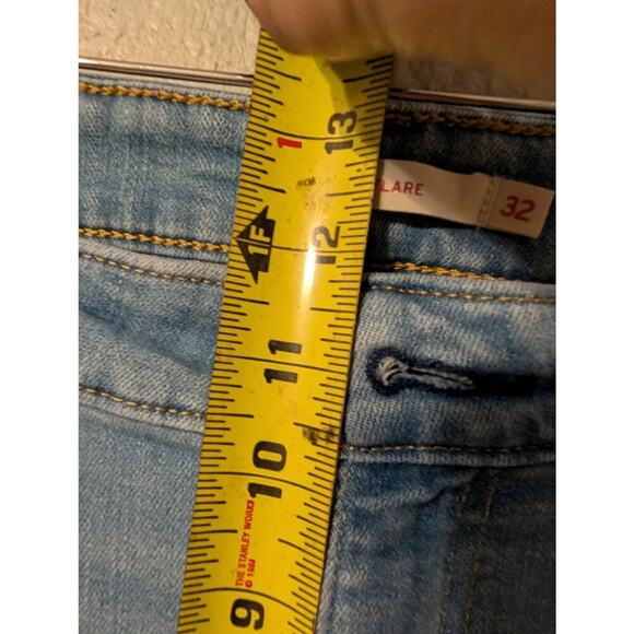 Levi's 726 Wide Leg Flare Denim Jeans Womens 32 Light Wash High Rise Distressed - Picture 7 of 11